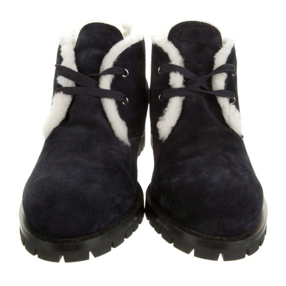 Prada Suede Shearling-Lined Lace-Up Booties - Picture 5 of 7